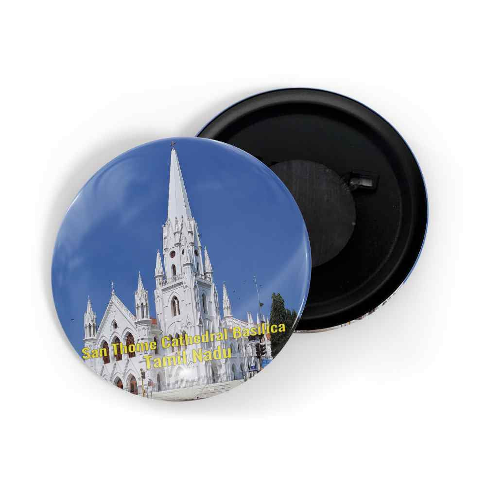 dhcrafts Fridge Magnet Multicolor San Thome Cathedral Basilica Tamil nadu Tourist Place Glossy Finish Design Pack of 1 (58mm)